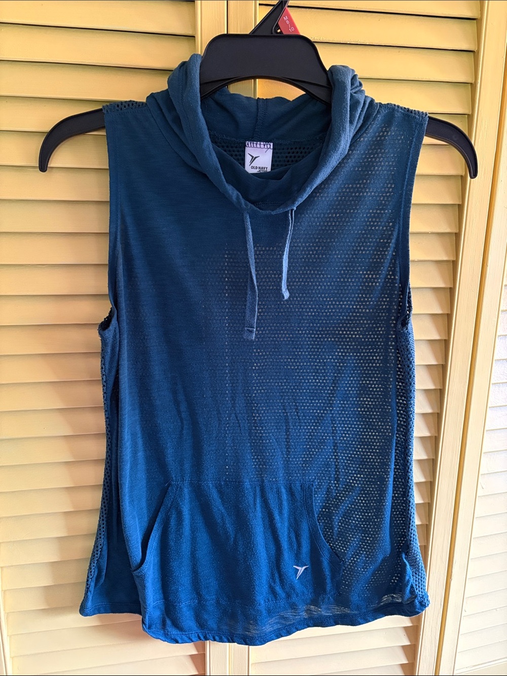 Old Navy Teal Mesh Sleeveless Hooded Tank